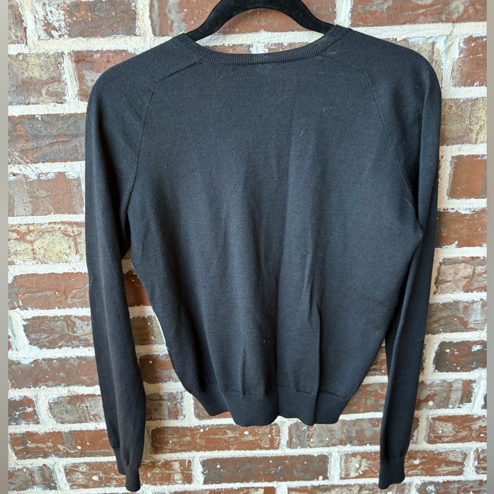 Ralph Lauren Golf Argyle Black White Silk Cashmere Cardigan Size Medium - Picture 2 of 12